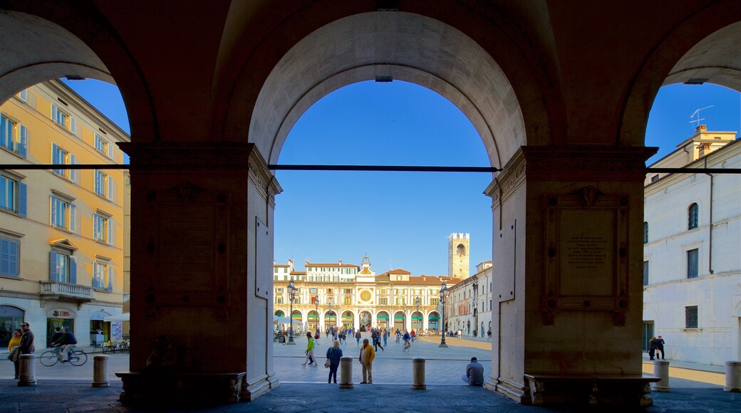 Piazza della Loggia showing heritage elements, interior views and a square or plaza