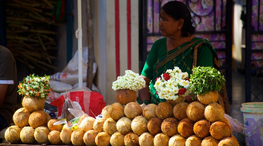 Birla Mandir Temple which includes markets and flowers as well as an individual femail