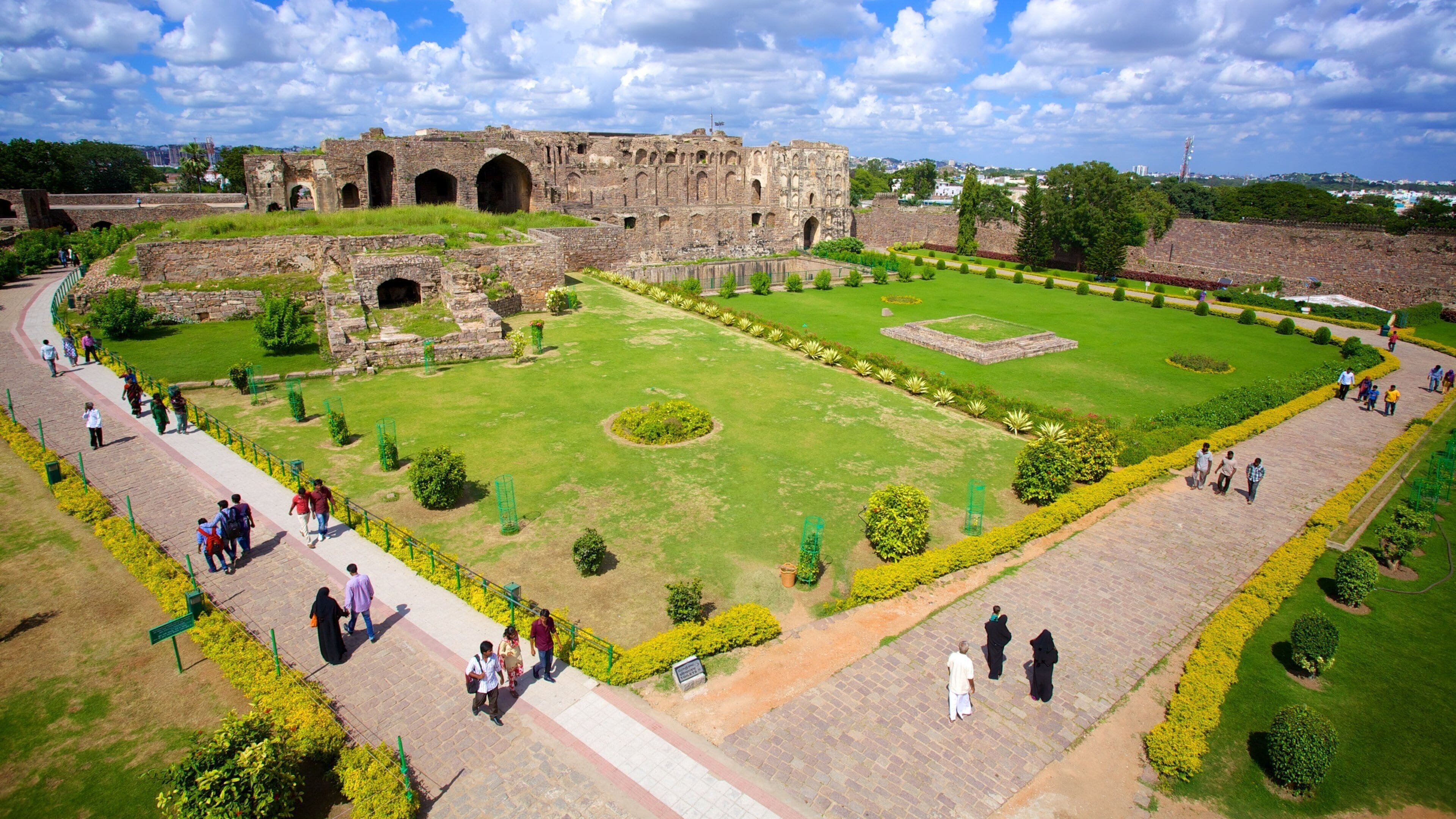 Golconda Fort which includes a park and heritage elements