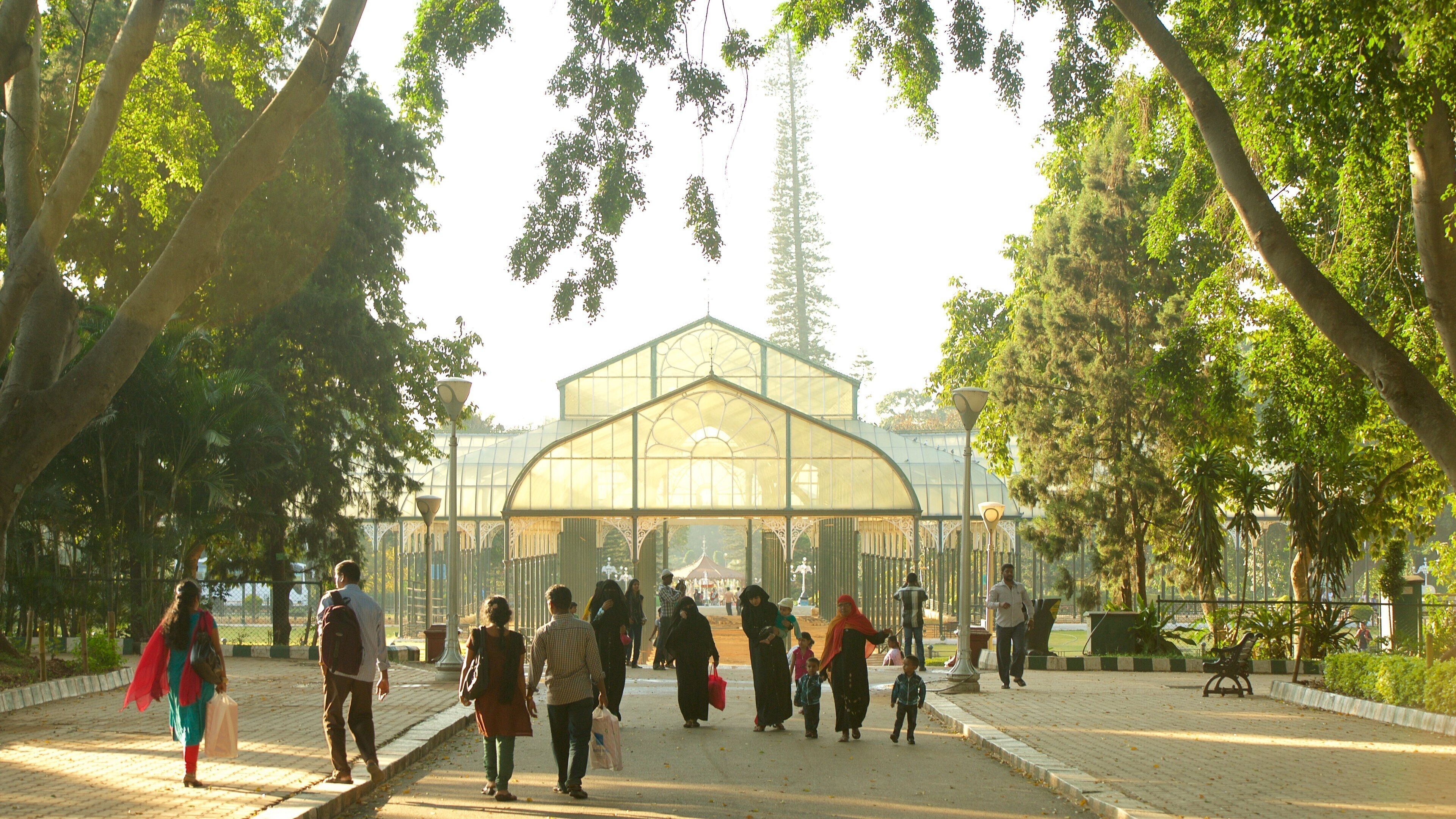Lalbagh Botanical Gardens as well as a small group of people