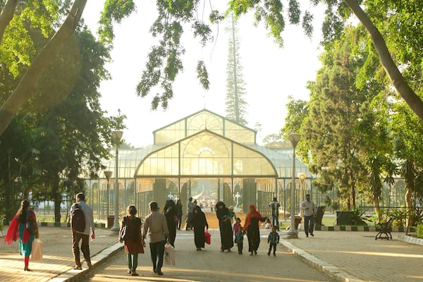 Lalbagh Botanical Gardens as well as a small group of people