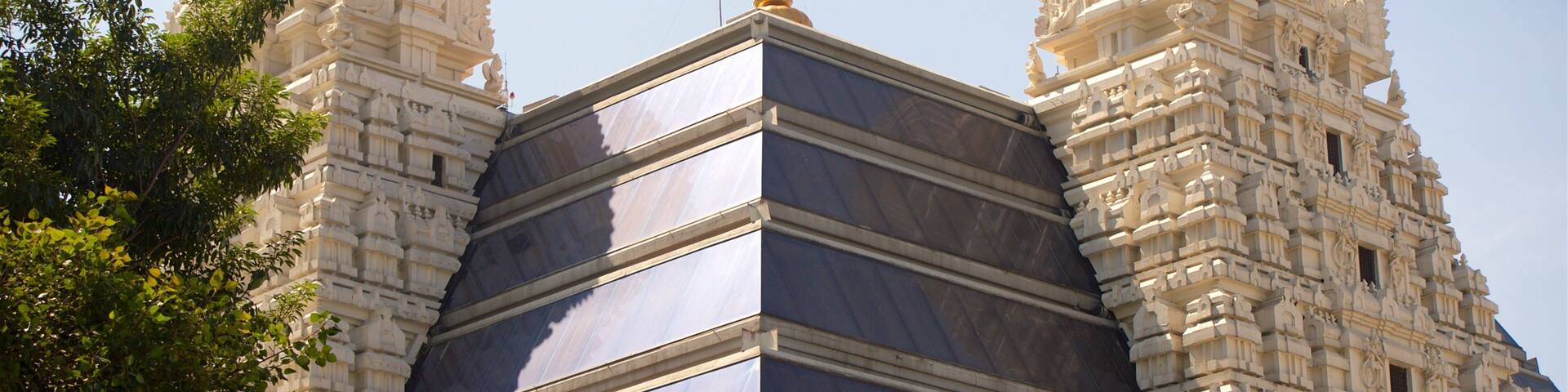 ISKCON Temple showing a temple or place of worship, heritage elements and heritage architecture