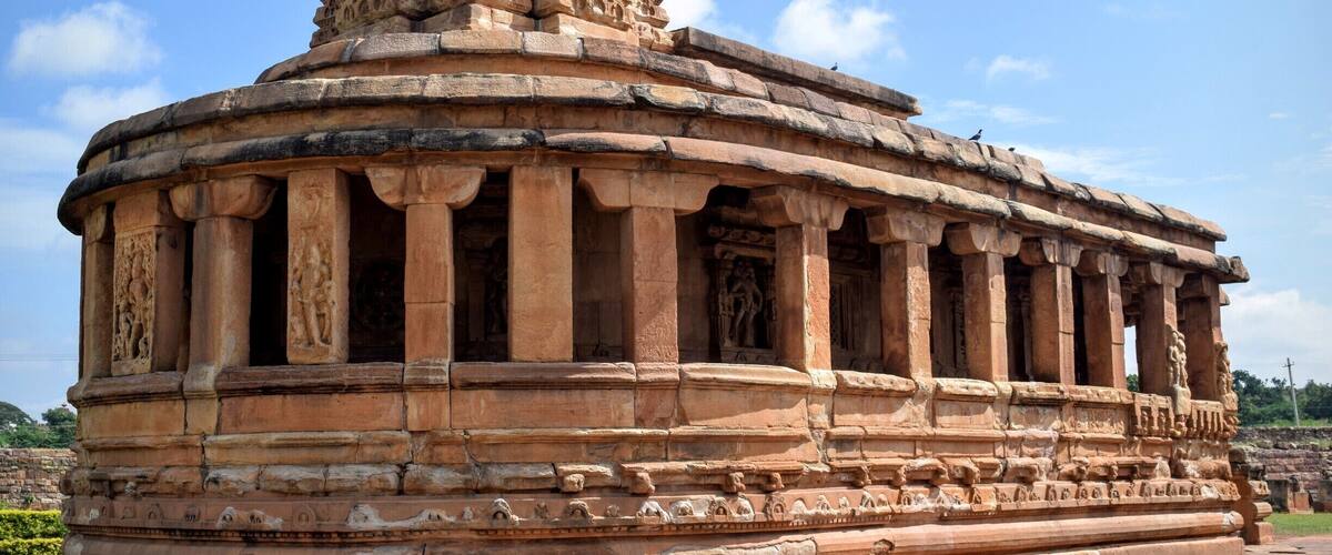 Durga temple at Aihole. Chalukyan architecture, with about 125 stone temples dating from 5th century AD.