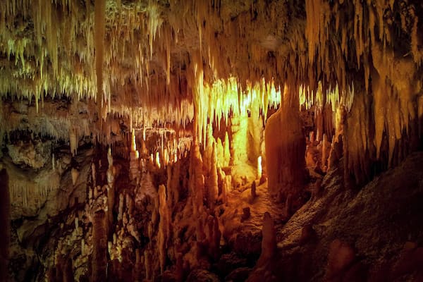 The Castellana Caves (Italian: Grotte di Castellana) are a remarkable karst cave system located in the municipality of Castellana Grotte, in the province of Bari, Apulia. They are one of the most famous show caves of Italy. The caves, discovered in 1938 by the speleologist Franco Anelli, are situated 1 kilometer (0.62 mi) south of Castellana.The entrance is represented by an enormous vertical tunnel 60 meters (200 ft) long. The main cave is named "La Grave" (as abyss), and others are named Black Cavern (Caverna Nera), White Cave (Grotta Bianca) and Precipice Cavern (Caverna del Precipizio).
