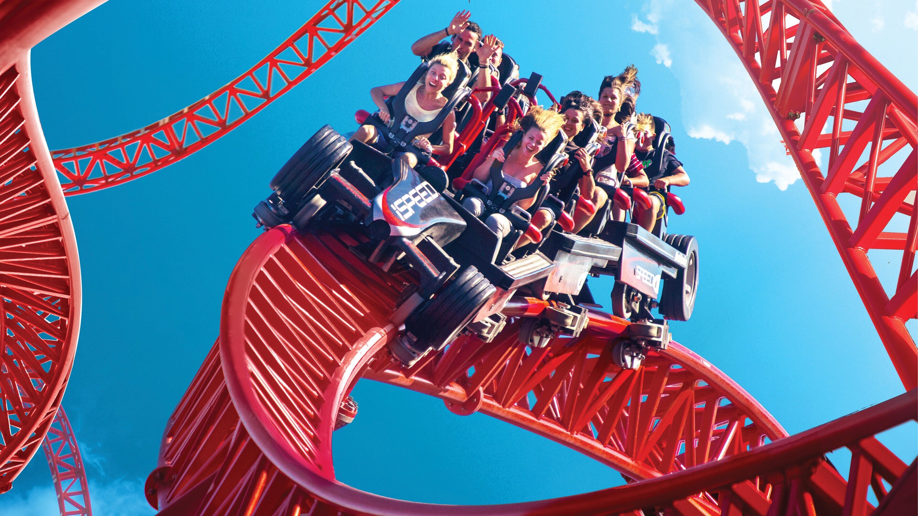 Mirabilandia featuring rides as well as a small group of people