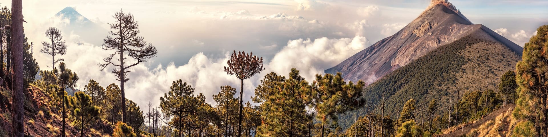 Volcanoes Agua and Fuego,View from Acatenango, Guatemala