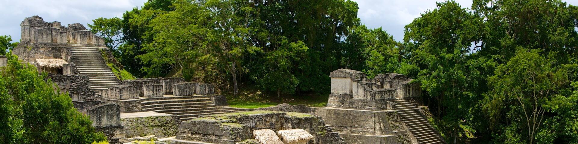 Tikal featuring landscape views, heritage elements and building ruins