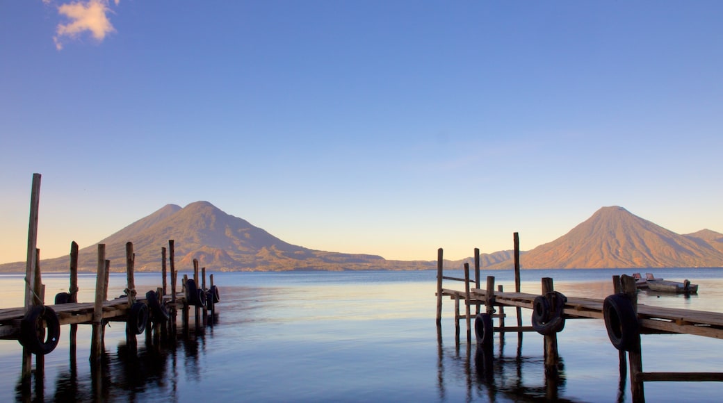 San Pedro Volcano which includes a sunset, landscape views and mountains