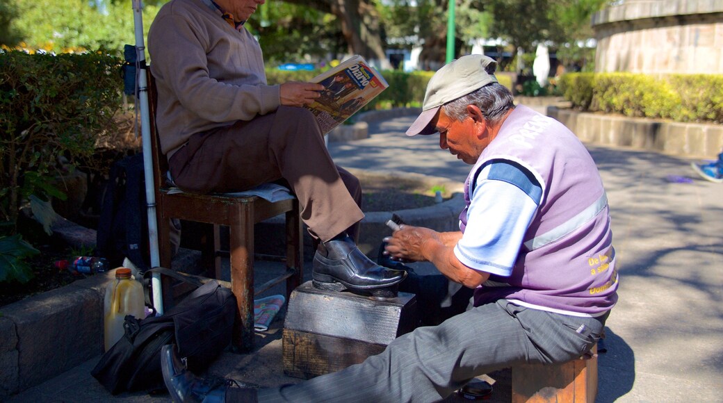 케트살테낭고 중앙공원 을 보여주는 광장 뿐만 아니라 소규모 사람들