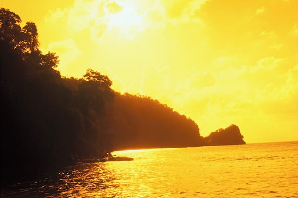 Silhouette of hills on the beach, Caribbean
