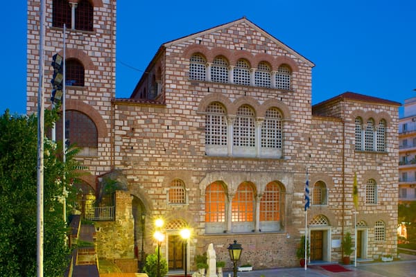 Thessaloniki mit einem Kirche oder Kathedrale, Straßenszenen und religiöse Elemente