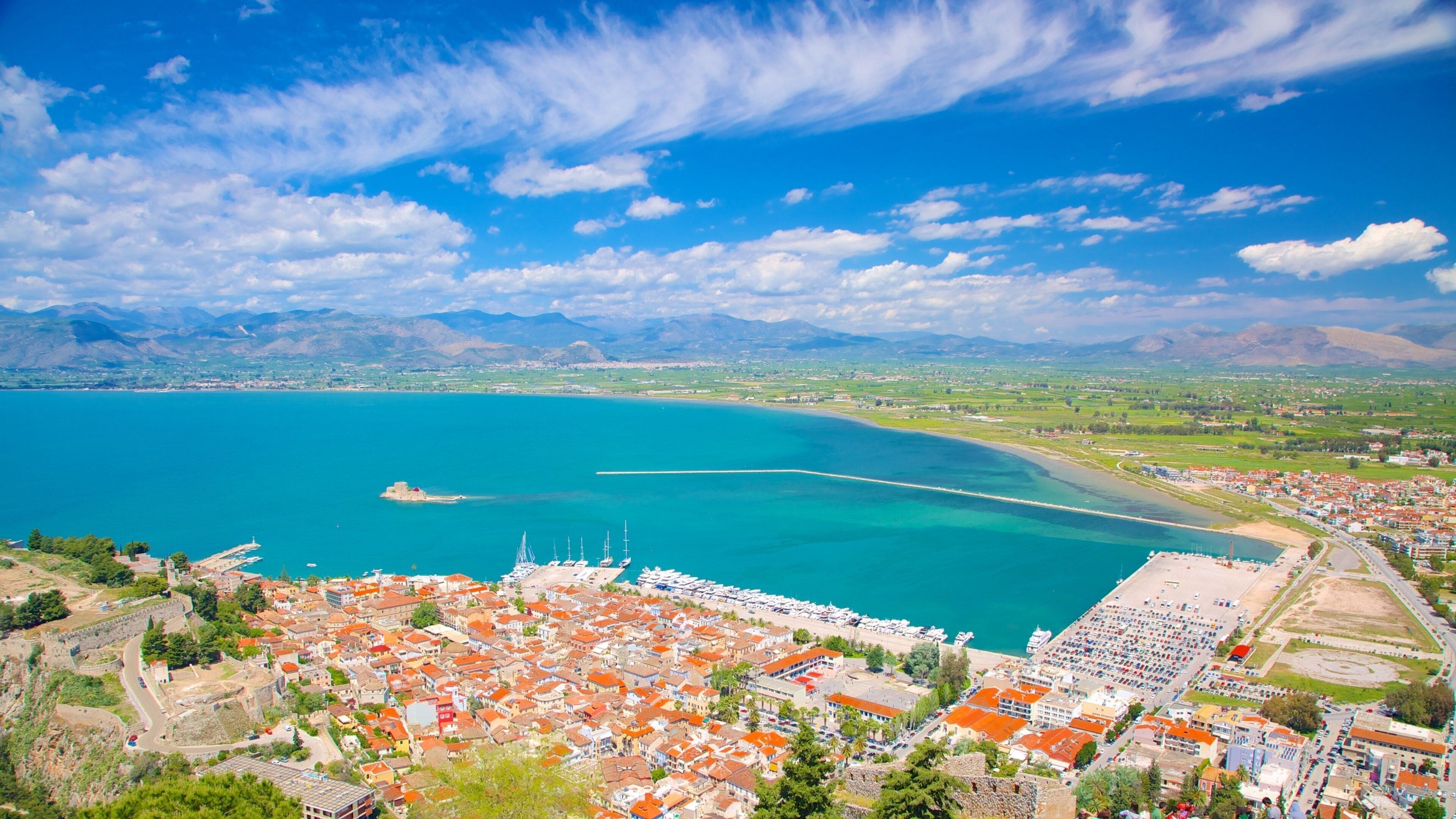 Fortress of Palamidi which includes a coastal town
