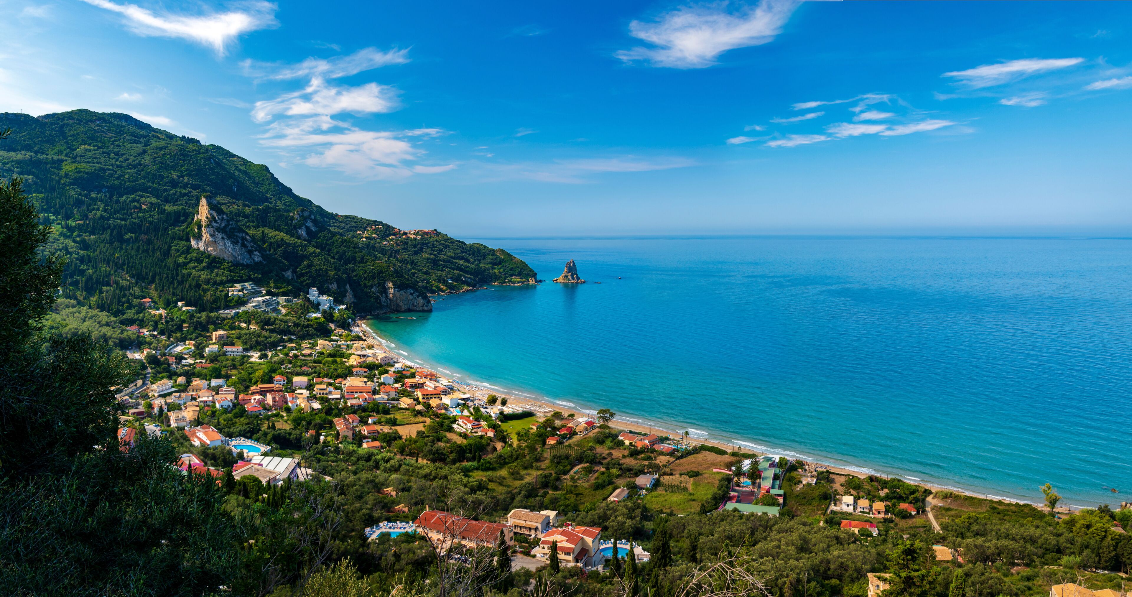 Agios Gordios beach-side village, Corfu, Greece