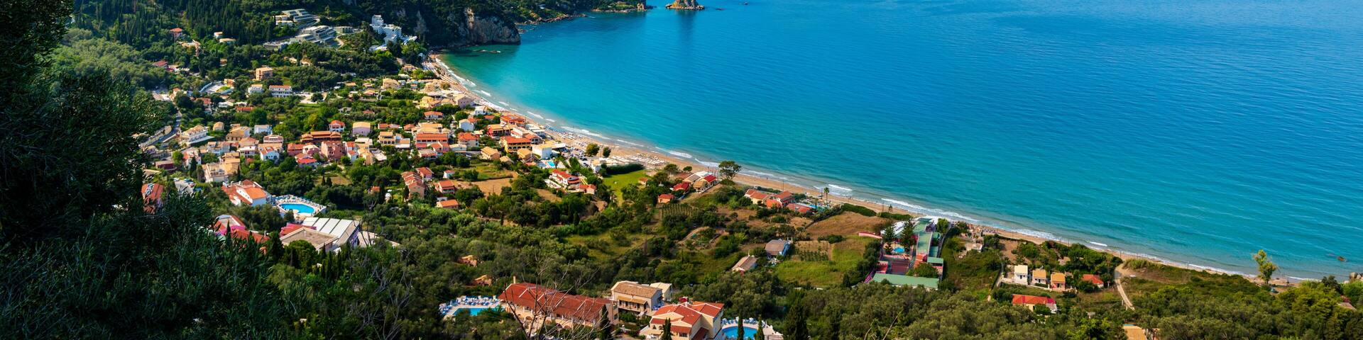 Agios Gordios beach-side village, Corfu, Greece