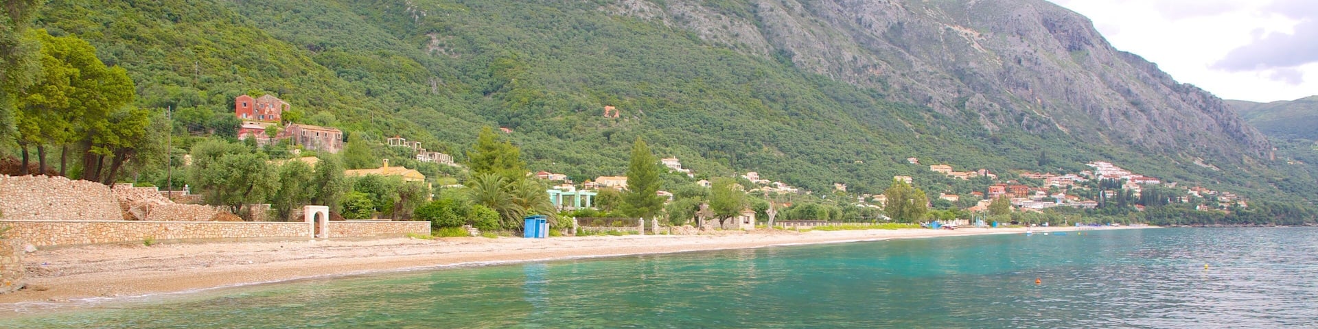 Barbati Beach showing a sandy beach, landscape views and general coastal views