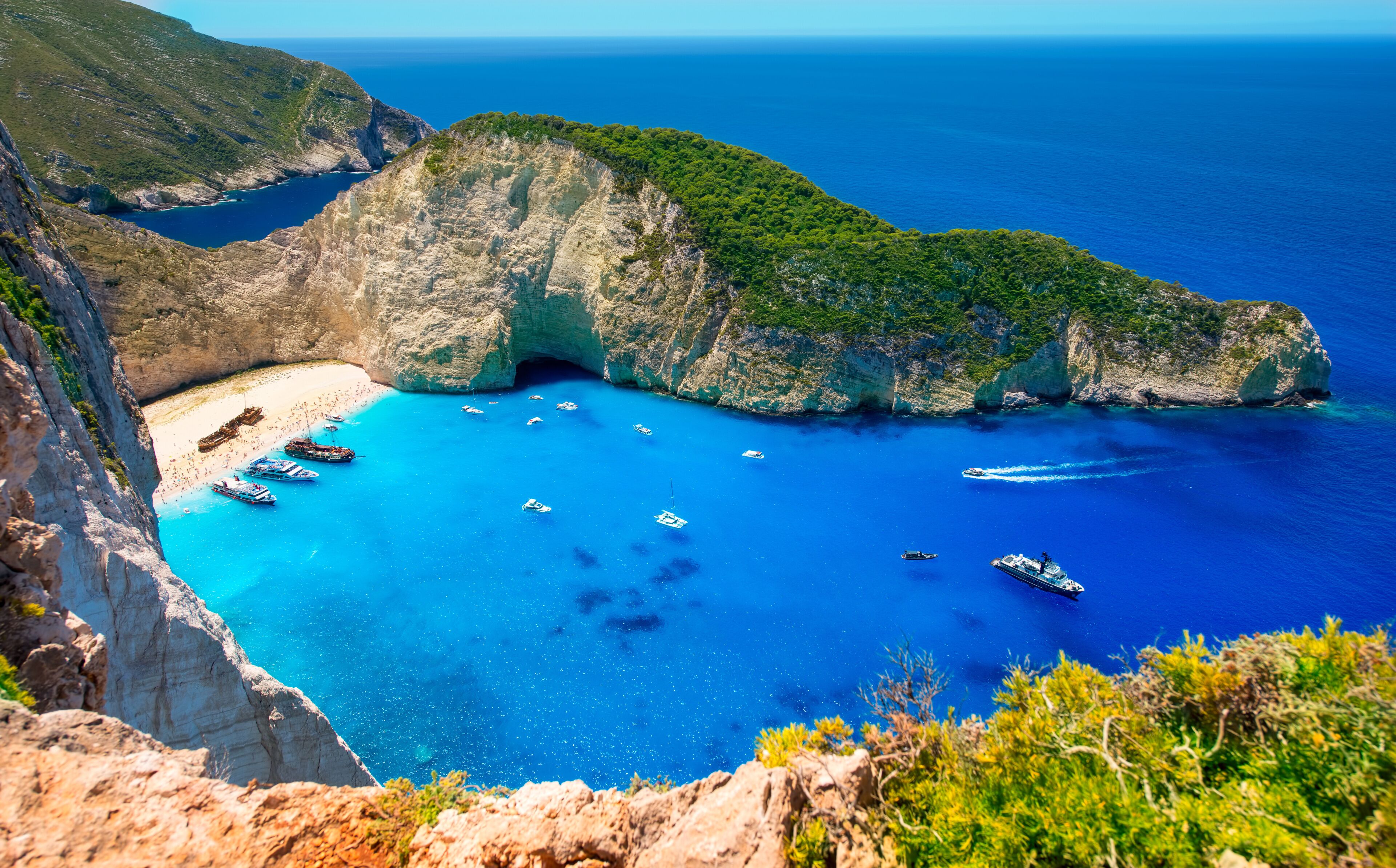 Visiting card of the island of Zakynthos. Bay Navagio.