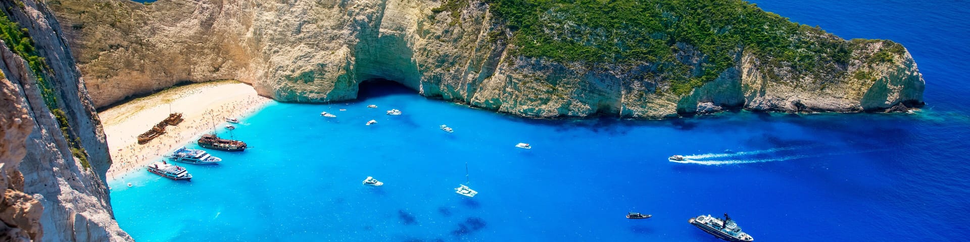 Visiting card of the island of Zakynthos. Bay Navagio.