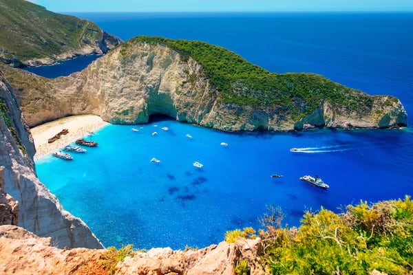 Visiting card of the island of Zakynthos. Bay Navagio.
