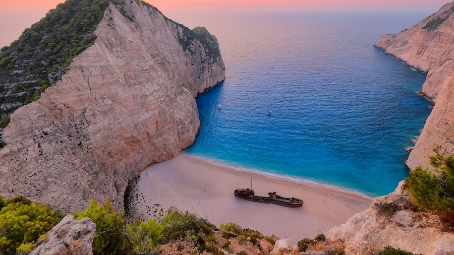 Colorful sunset landscape at Shipwreck beach, Zakynthos