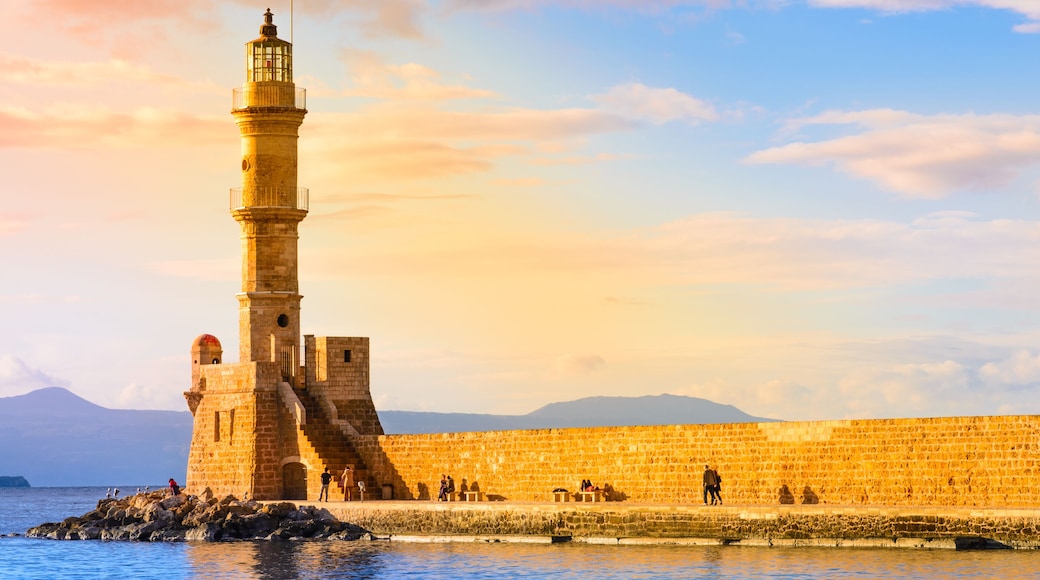 Crete island, Chania, Greece.Port of Chania and lighthouse.