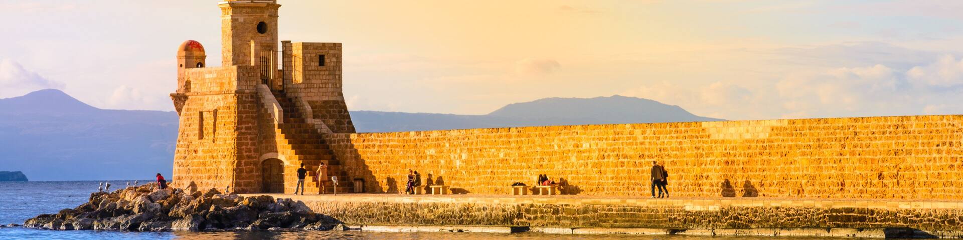 Crete island, Chania, Greece.Port of Chania and lighthouse.