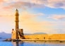 Crete island, Chania, Greece.Port of Chania and lighthouse.