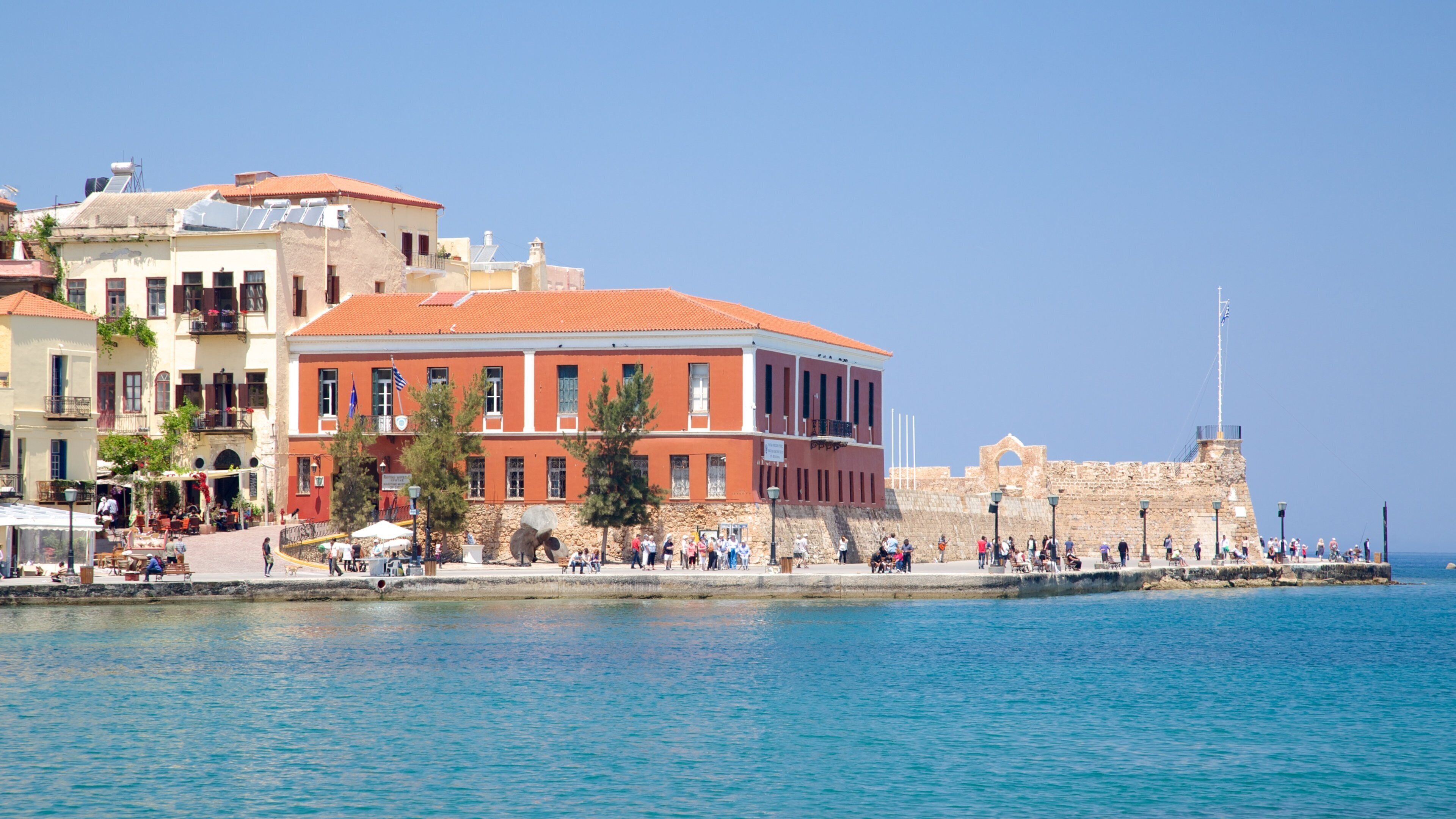 Maritime Museum of Crete which includes a bay or harbor, general coastal views and a coastal town