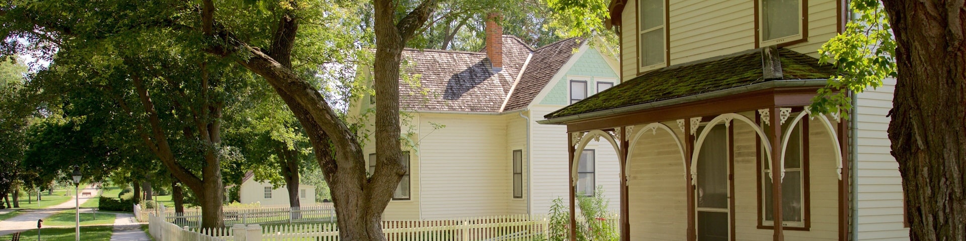 Herbert Hoover National Historic Site mostrando una casa y un pueblo