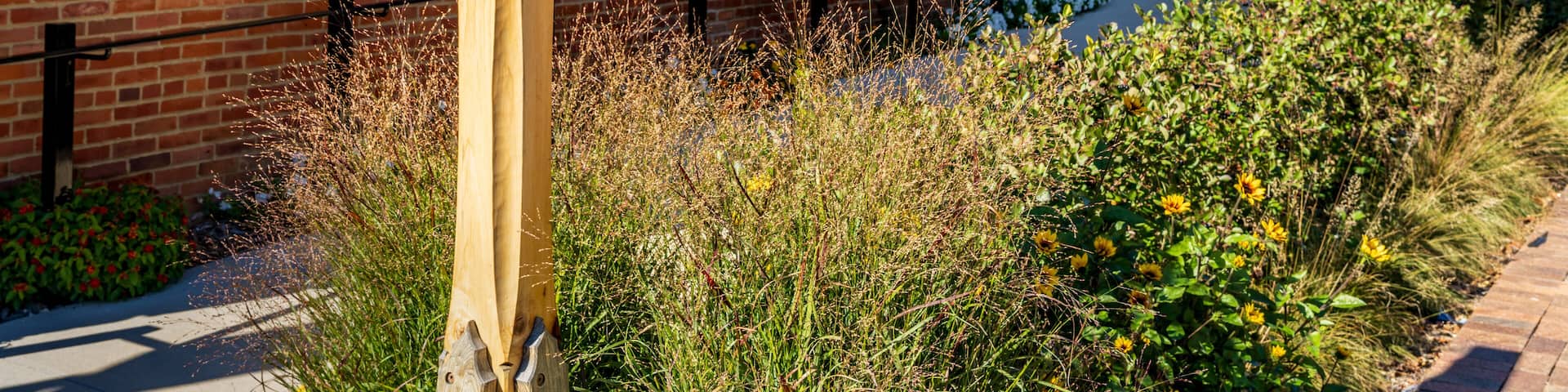 Sign to entrance of main building of the Vesterheim Norwegian American Museum on the town main street in Iowa