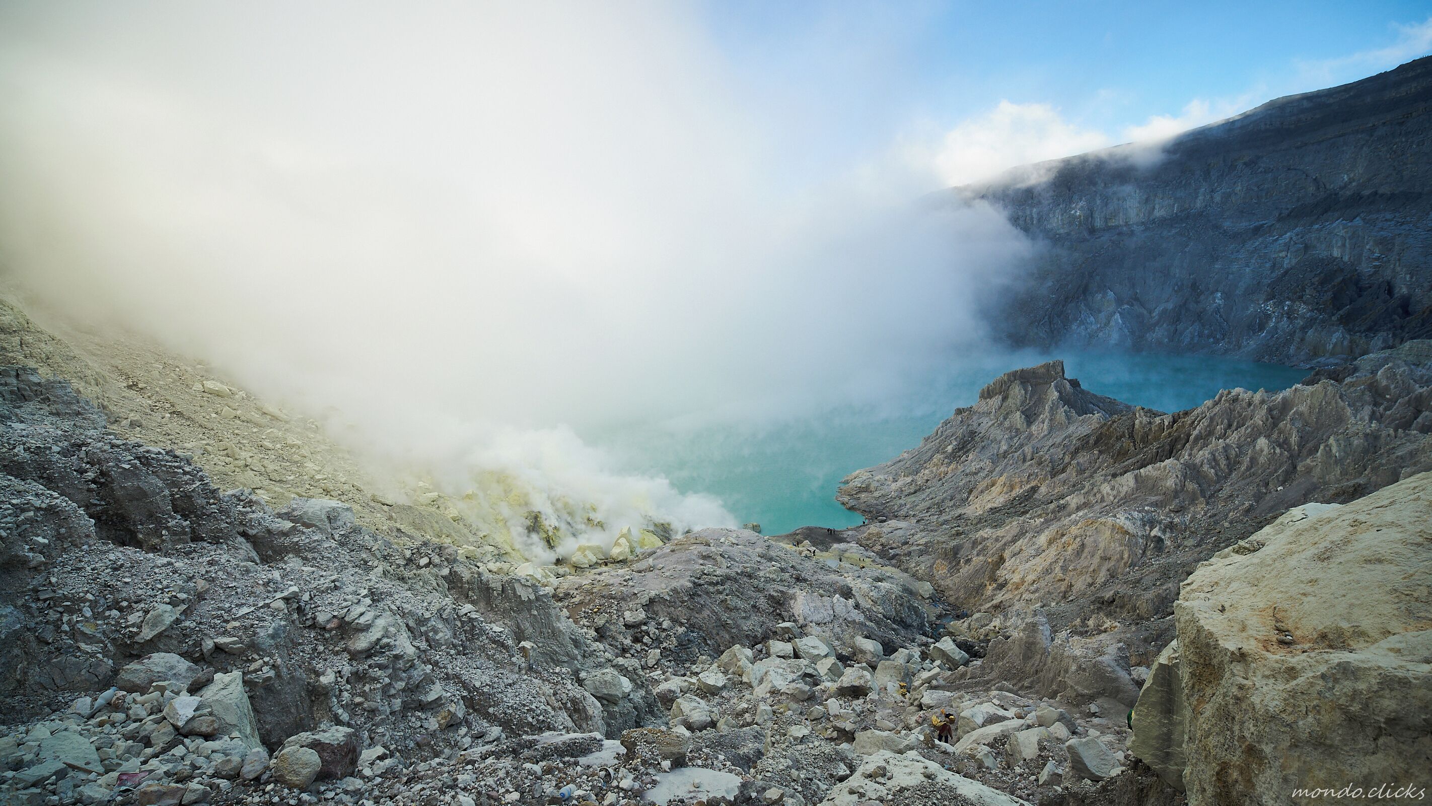 Ijen crater is another beautiful place to visit as well as a photography spot. Blue fire is the subject that I was targeting for.

However, the journey to go there is quite challenging. I have to trek uphill and downhill for about 2.5 hours to catch blue fire before sunrise. Physical fitness must be good to walk uphill and downhill fast in order to catch blue fire.

I took this photo when I was coming back from blue fire. As shown, the crater full of sulphur smoke and you need to get ready with gas mask.

#ijen #crater #rock #mountain #landscape #trekking #outdoor