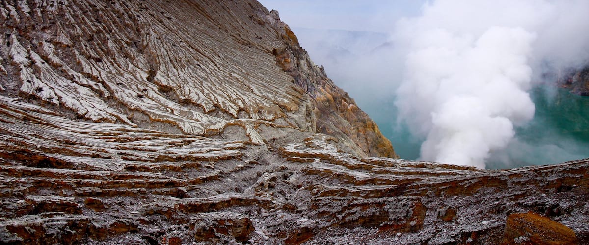 Such raw beauty from one of the most inhabitable places on earth, the belly of Kawah Ijen Volcano in East Java, Indonesia #Trovember