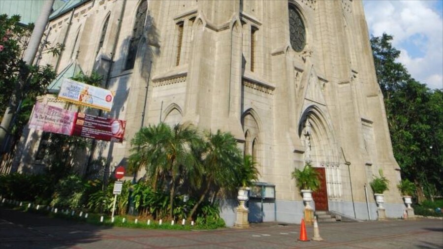 Jakarta Cathedral which includes religious elements, a city and a church or cathedral