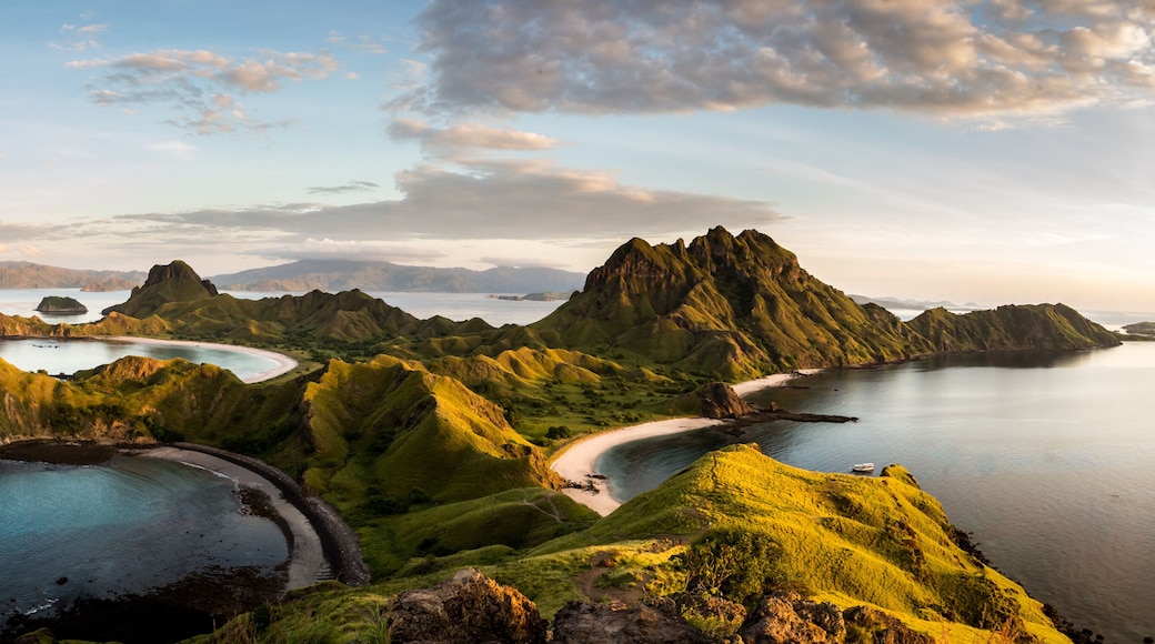 Landscape view from the top of Padar island in Komodo islands, Flores, Indonesia.