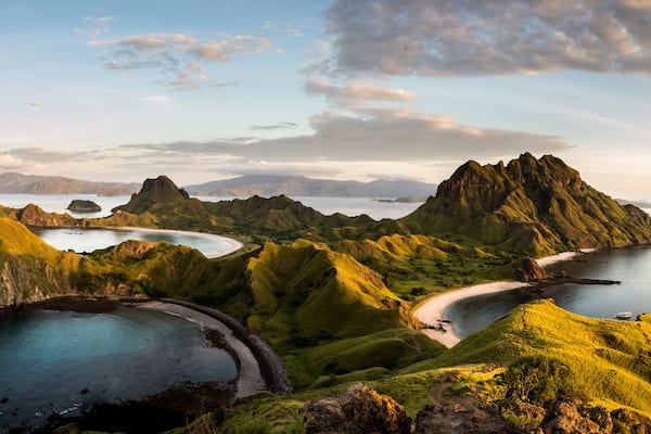 Landscape view from the top of Padar island in Komodo islands, Flores, Indonesia.