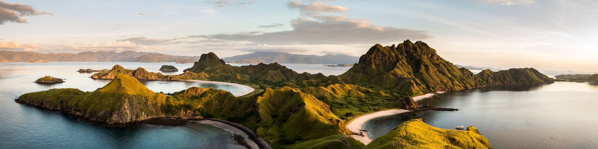 Landscape view from the top of Padar island in Komodo islands, Flores, Indonesia.