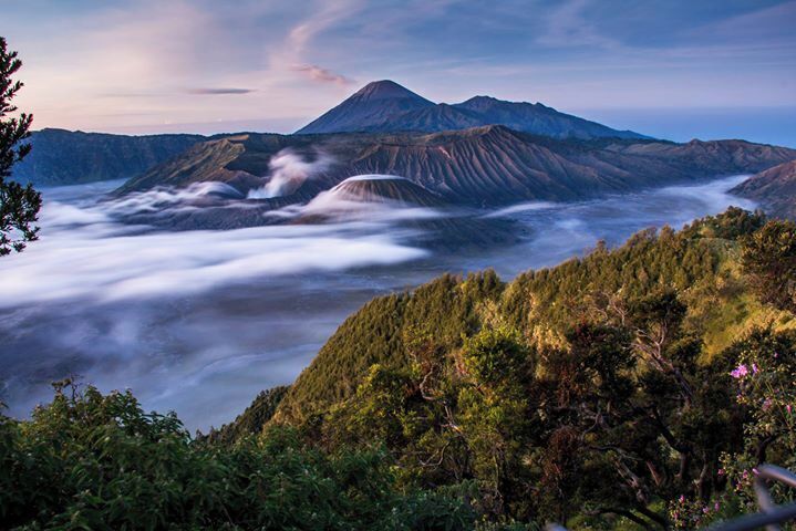 A mountain with a cloud forest at its base.