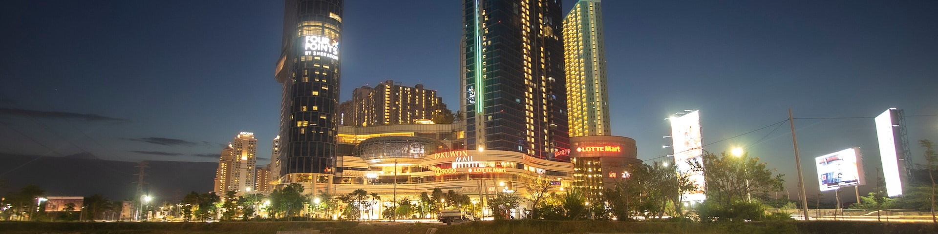 Night view from cityscape and apartment in West Surabaya