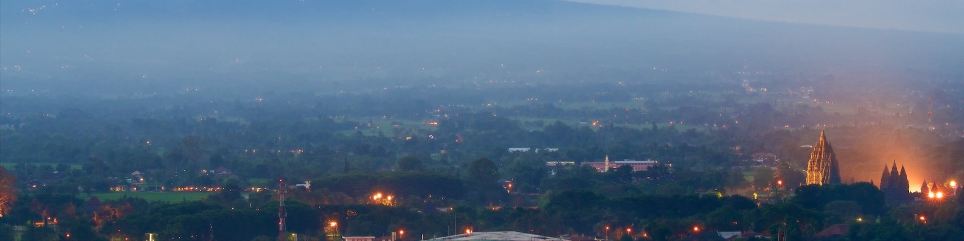 Prambanan Temple featuring landscape views and a city