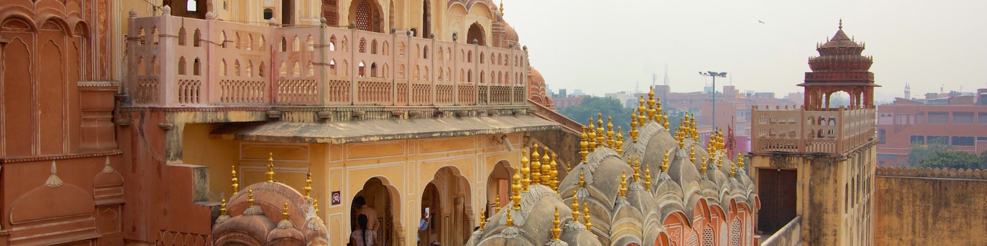 Hawa Mahal featuring chateau or palace, a city and heritage architecture
