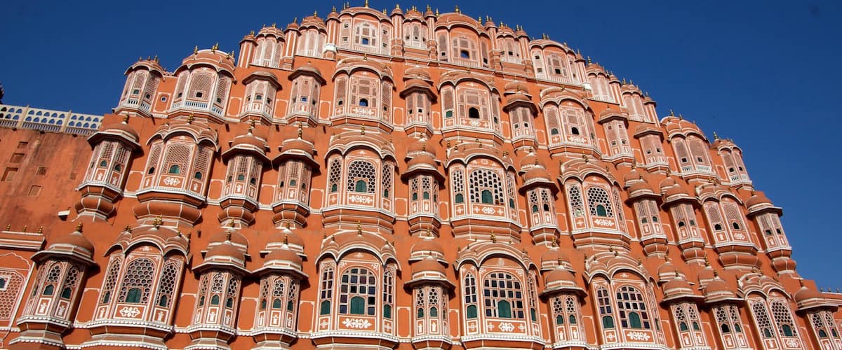 Hawa Mahal showing a city and heritage architecture
