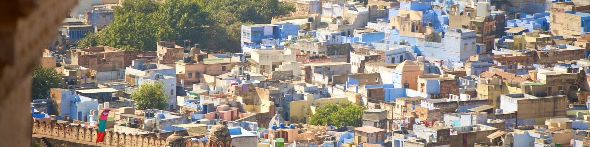 Mehrangarh Fort featuring a city
