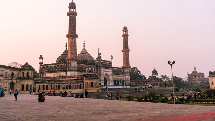 Lucknow, India - 3rd feb 2018: The famed asfi mosque in the bara imambara complex in lucknow shot at dusk. This famous landmark is a major tourist attraction