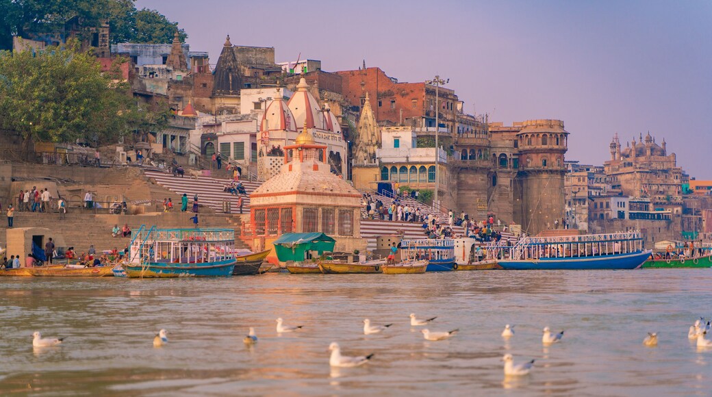 Ancient Varanasi city architecture at sunset
