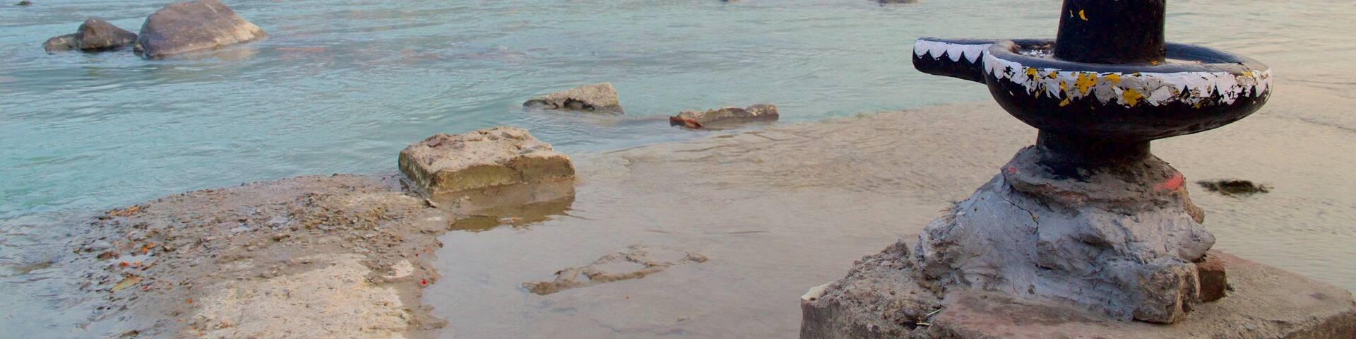 Parmarth Niketan which includes tranquil scenes and a river or creek