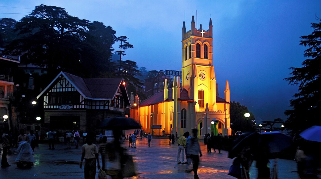 Christ church in Shimla, India at sunset