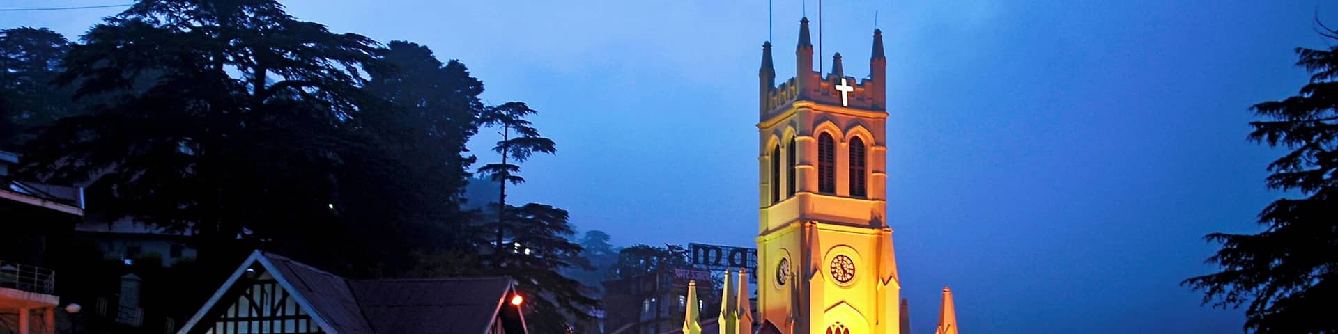 Christ church in Shimla, India at sunset