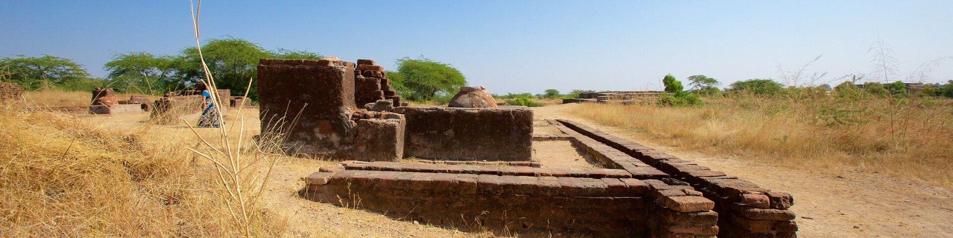 Lothal showing heritage elements and a ruin