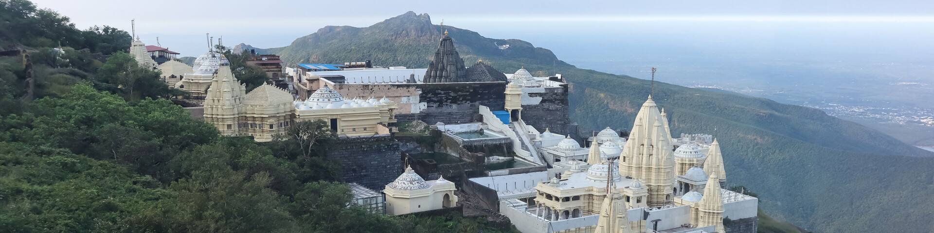 Beautiful View of Girnar Jain Temples From the Top, Neminath Jain Temple, Girnar, Junagadh, Gujarat, India.
