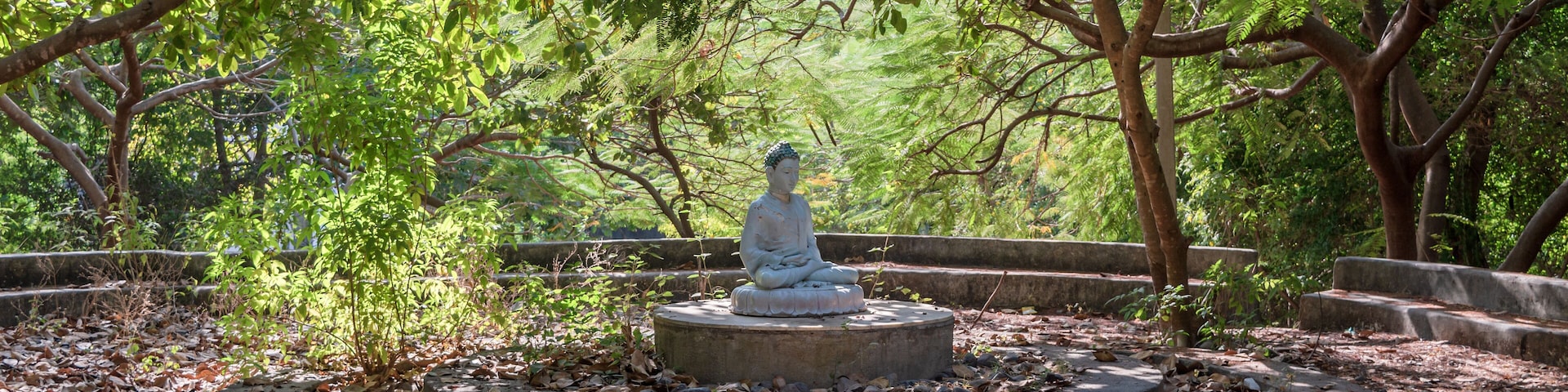peaceful nature view of osho ashram located at madhavpur, porbandar,Gujarat ,india