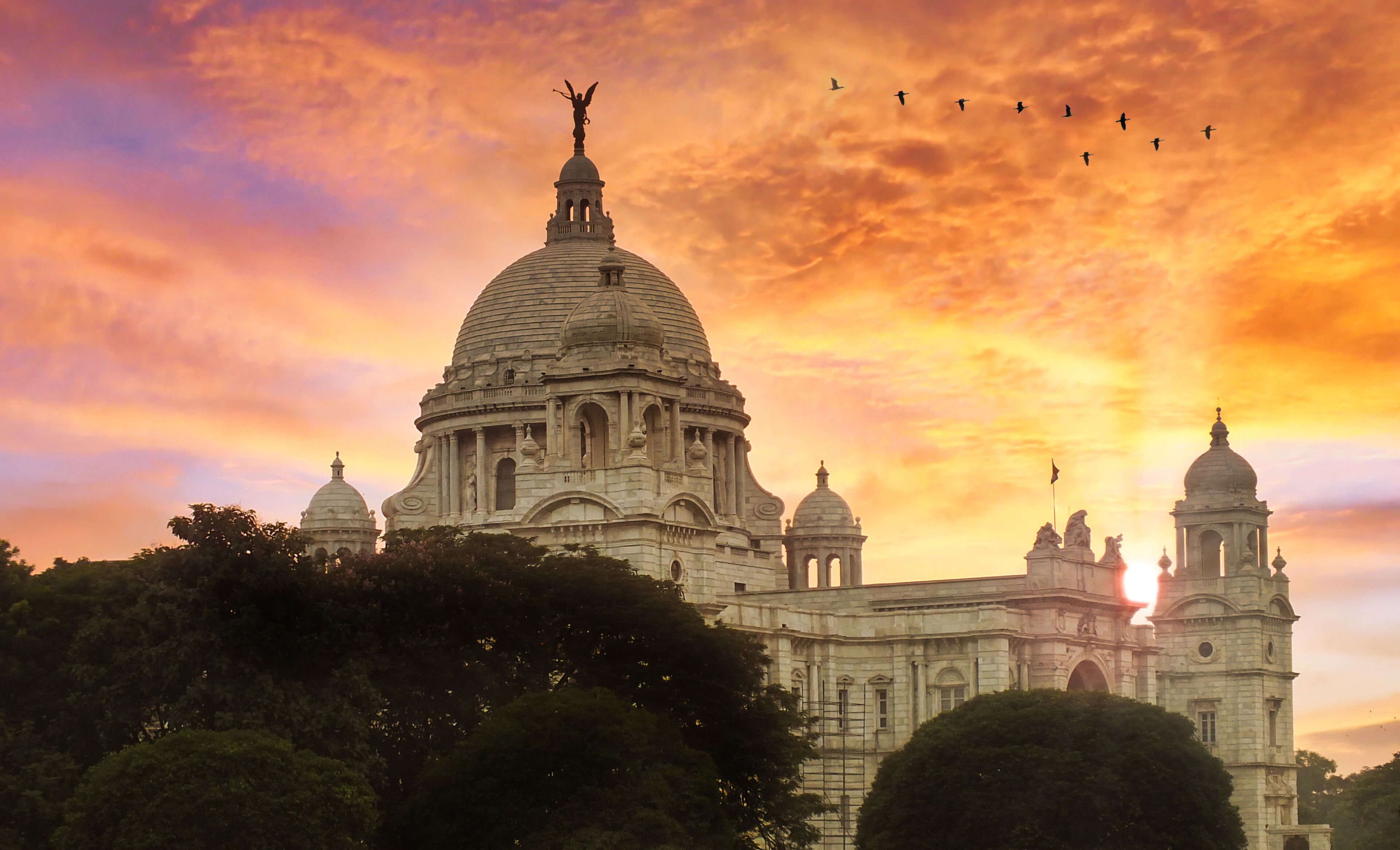 victoria memorial kolkata sunset